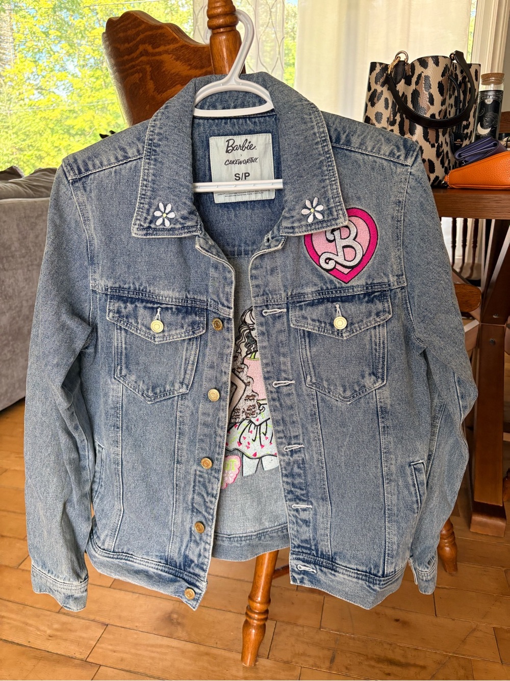 Barbie Light Blue Denim Jacket with Pink Logo & Colorful Graphic - Picture 2 of 2